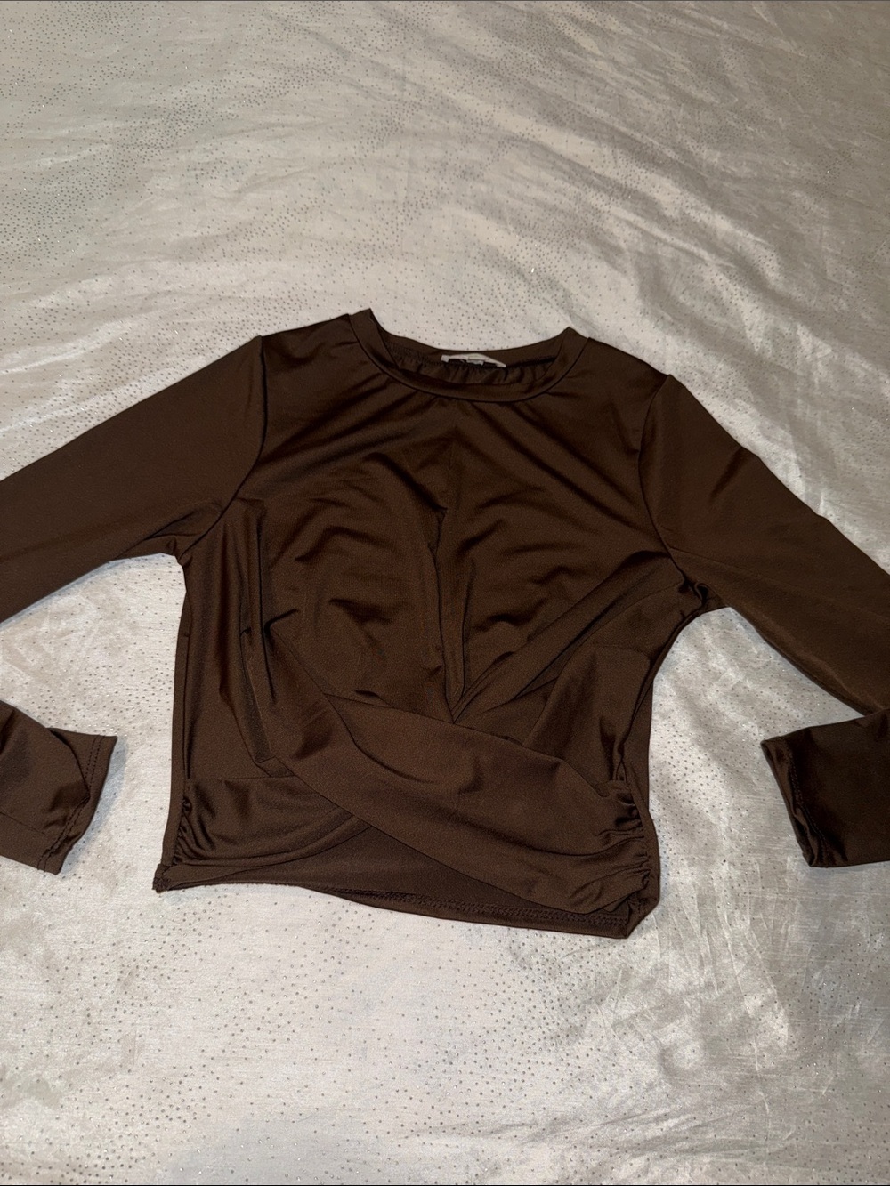 Live in the moment Long Sleeve Brown Twist-Front Women's Top size S